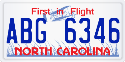 NC license plate ABG6346