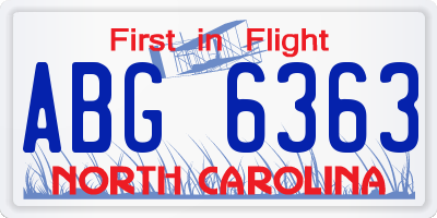 NC license plate ABG6363
