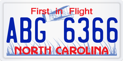 NC license plate ABG6366