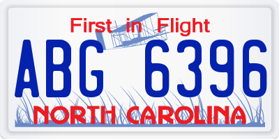 NC license plate ABG6396