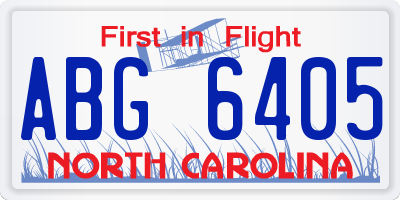 NC license plate ABG6405