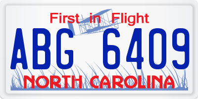 NC license plate ABG6409