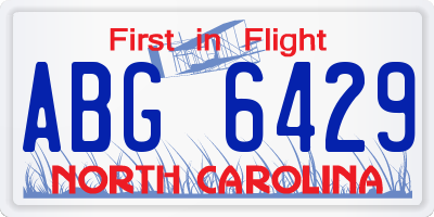 NC license plate ABG6429