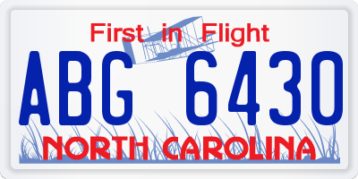 NC license plate ABG6430