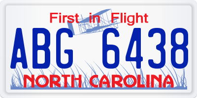 NC license plate ABG6438