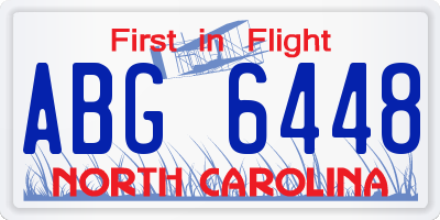 NC license plate ABG6448
