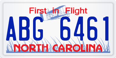 NC license plate ABG6461