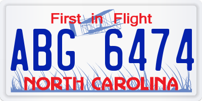 NC license plate ABG6474