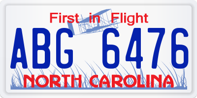 NC license plate ABG6476