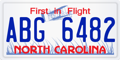NC license plate ABG6482