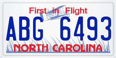 NC license plate ABG6493
