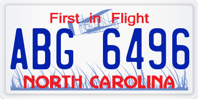 NC license plate ABG6496