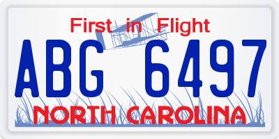 NC license plate ABG6497