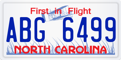 NC license plate ABG6499