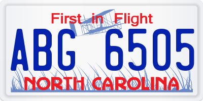 NC license plate ABG6505