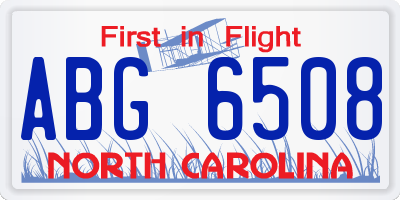 NC license plate ABG6508