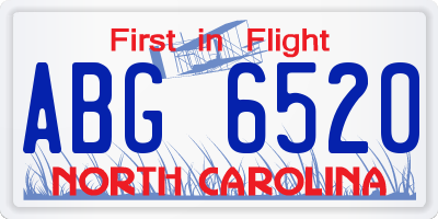 NC license plate ABG6520