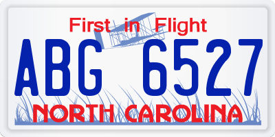 NC license plate ABG6527