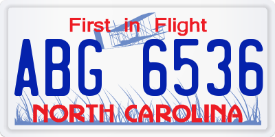 NC license plate ABG6536