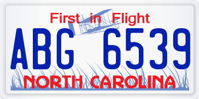 NC license plate ABG6539
