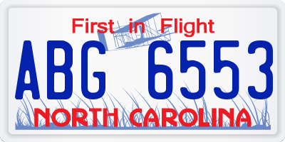 NC license plate ABG6553