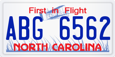 NC license plate ABG6562