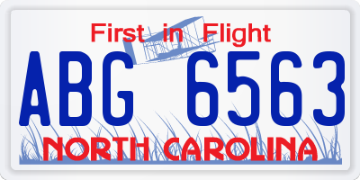 NC license plate ABG6563