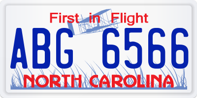 NC license plate ABG6566