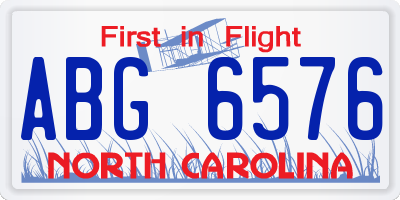 NC license plate ABG6576