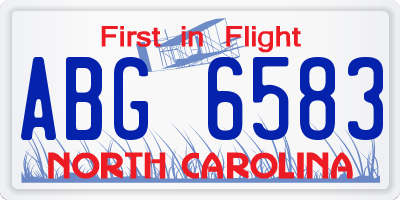 NC license plate ABG6583