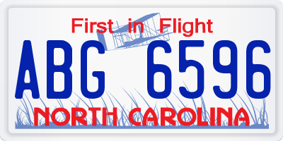 NC license plate ABG6596