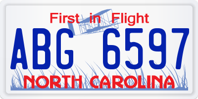 NC license plate ABG6597
