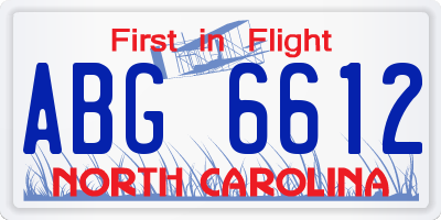 NC license plate ABG6612
