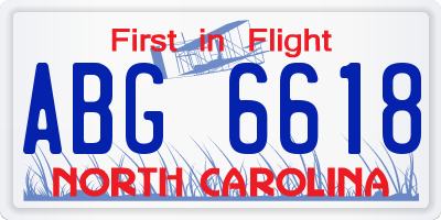 NC license plate ABG6618