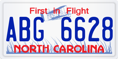 NC license plate ABG6628