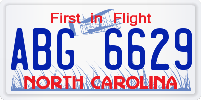 NC license plate ABG6629