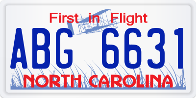 NC license plate ABG6631