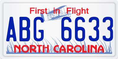 NC license plate ABG6633
