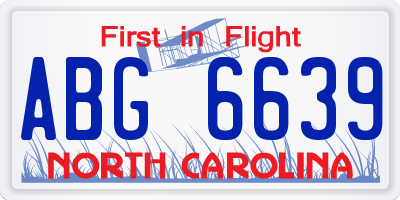 NC license plate ABG6639