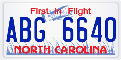 NC license plate ABG6640