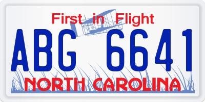 NC license plate ABG6641