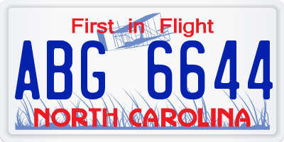 NC license plate ABG6644