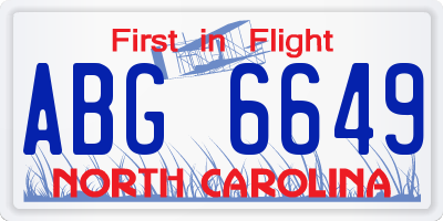 NC license plate ABG6649