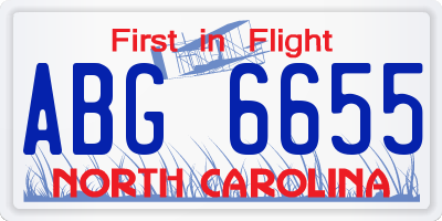 NC license plate ABG6655