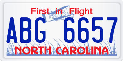 NC license plate ABG6657
