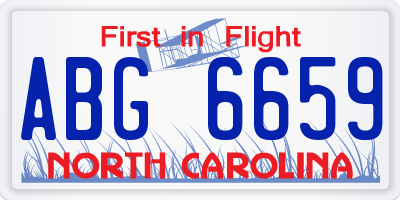 NC license plate ABG6659