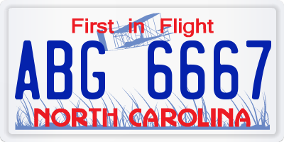 NC license plate ABG6667