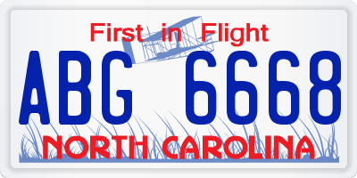 NC license plate ABG6668