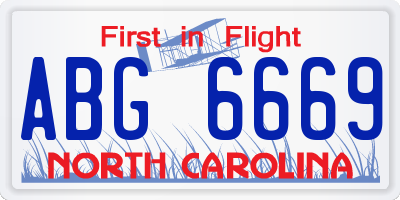 NC license plate ABG6669