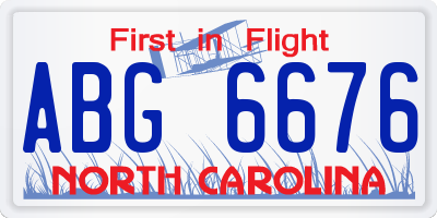 NC license plate ABG6676